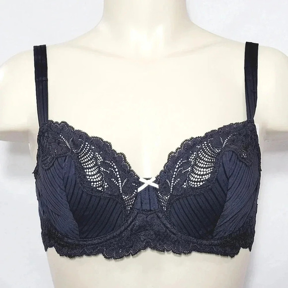 40DD Paramour 115353 Stripe Delight UW Bra Black NWT - Picture 1 of 11